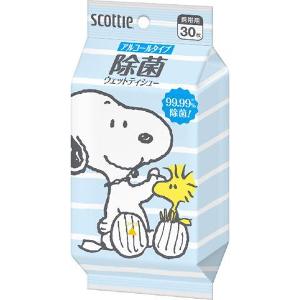 日本製紙Crecia Scottie 史努比含酒精濕紙巾 30枚