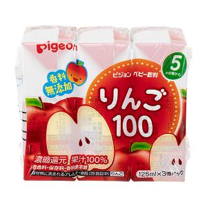 日本 PIGEON貝親 蘋果汁125mL*3包裝 5M+