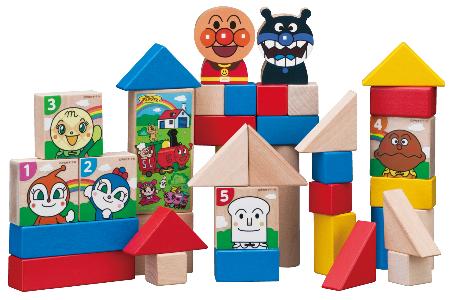 日本 ANPANMAN 麵包超人單人37件木製積木