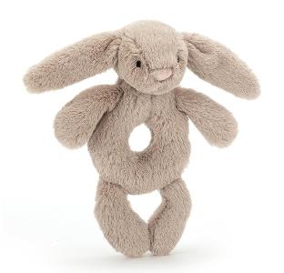 JELLYCAT BASHFUL BEIGE BUNNY RING RATTLE