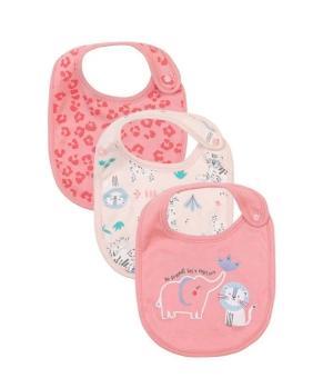 INFANCIE 100% Cotton Baby Bib - 3pcs (Pink Safari