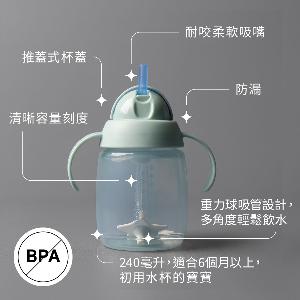 雙耳防漏吸管杯 240ml 奶油綠