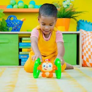 Bright Starts Roll & Glow Monkey Toy with Lights and Melodies