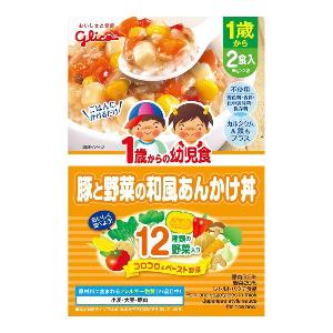 Glico 1歲起嬰兒食品豚肉野菜和風蓋飯(一盒2食) 85g X 2