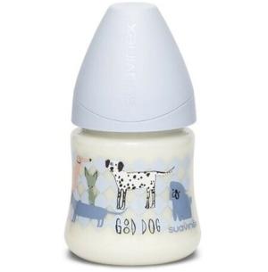  西班牙SUAVINEX PP奶瓶150ML+矽膠奶咀+0M粉藍(小狗)
